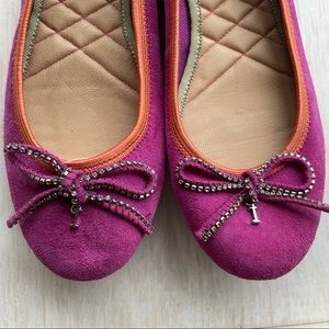 Isaac Mizrahi suede ballet flats with bow